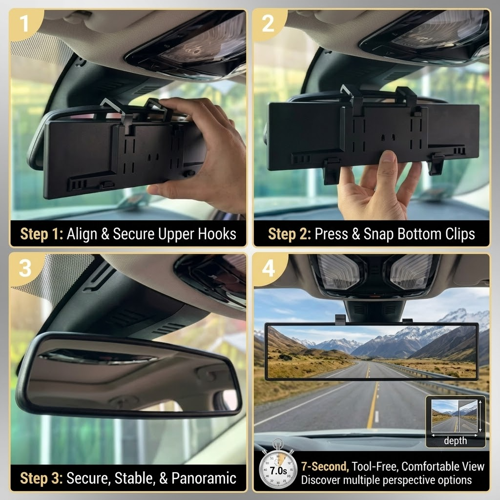 3D Wide Angle 270° Panoramic Rear View Mirror