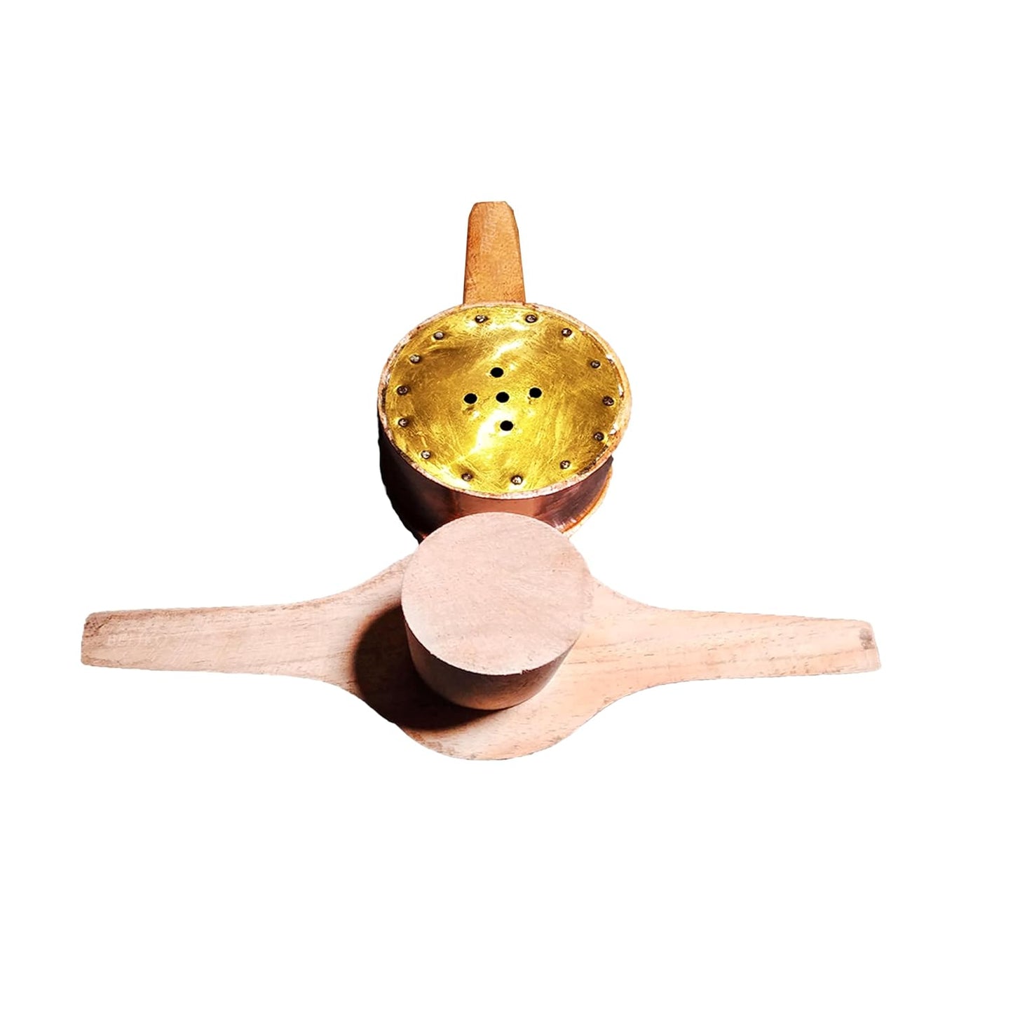Handmade Wooden Kitchen Press - Murukku Maker With Aluminium Cladding Cup Inside - Chakli Maker With Brass Bottom Sheet and 5 Holes