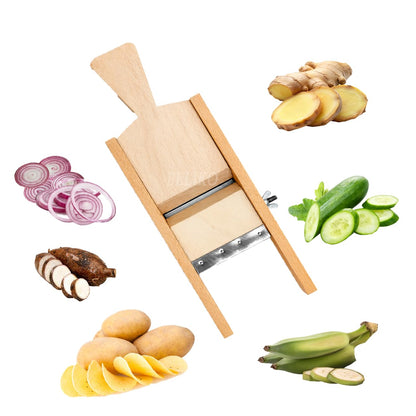 Wooden Mandoline Vegetable Slicer & Grater – 15.5 inch Handheld Chips Cutter for Potato, Banana, Onion – Steel Blade – Commercial-Grade Kitchen Tool for Bajji, Salad, Snacks (Big Size)