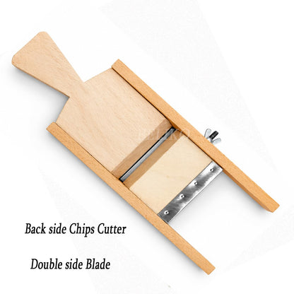 Wooden Mandoline Vegetable Slicer & Grater – 15.5 inch Handheld Chips Cutter for Potato, Banana, Onion – Steel Blade – Commercial-Grade Kitchen Tool for Bajji, Salad, Snacks (Big Size)