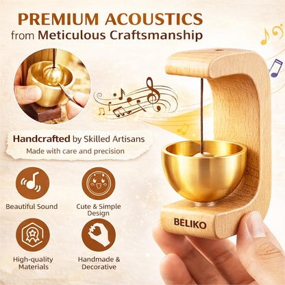 Beliko Magnetic Wooden Door Chime with Brass Bell