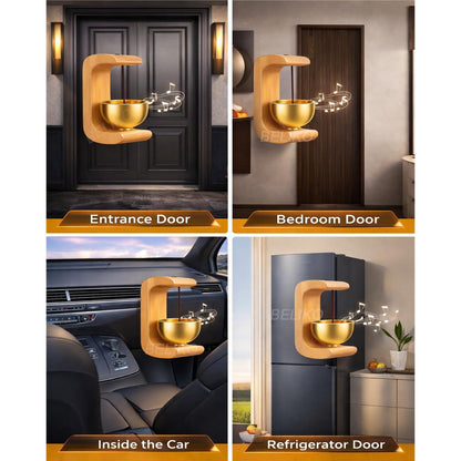 Beliko Magnetic Wooden Door Chime with Brass Bell