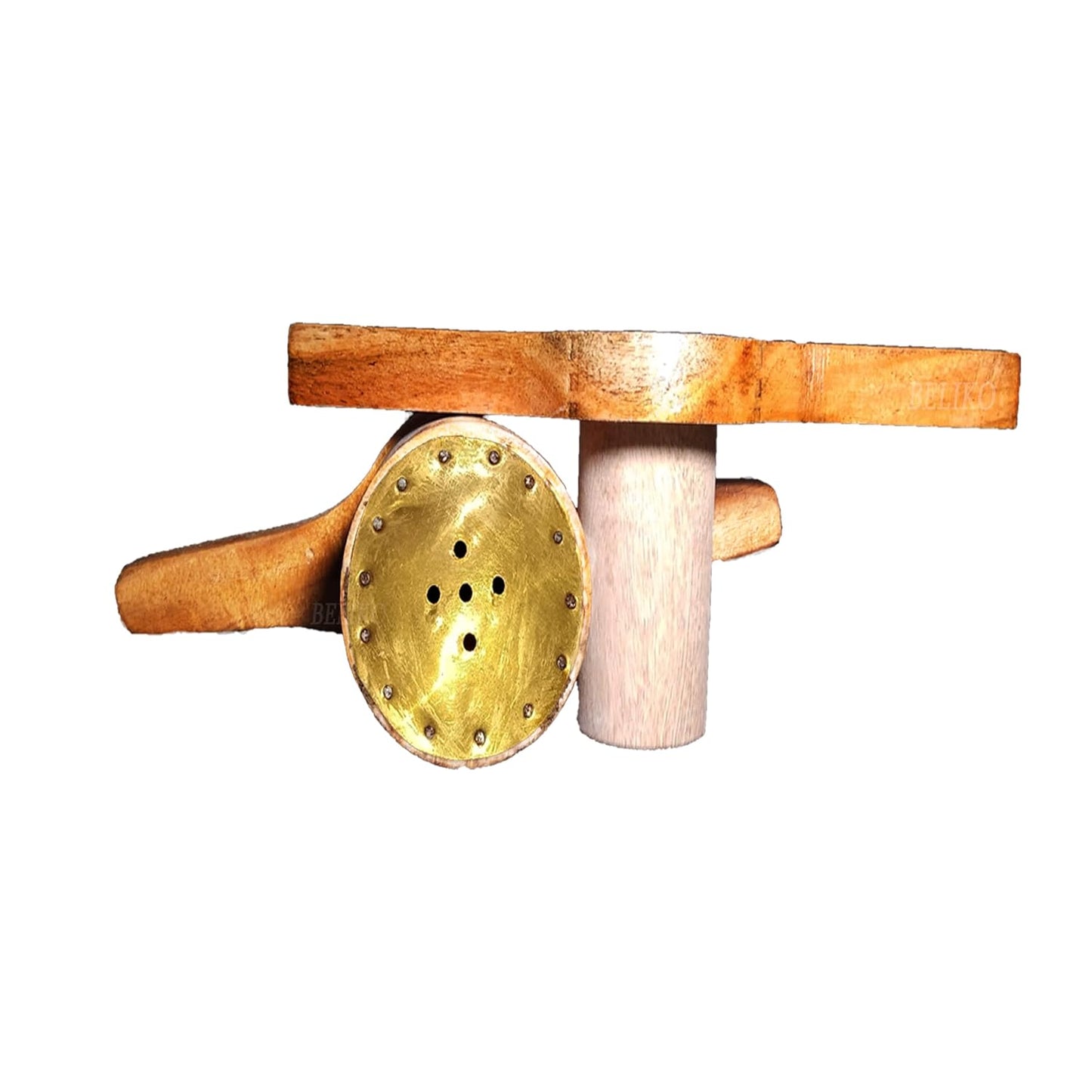 Handmade Wooden Kitchen Press - Murukku Maker With Aluminium Cladding Cup Inside - Chakli Maker With Brass Bottom Sheet and 5 Holes