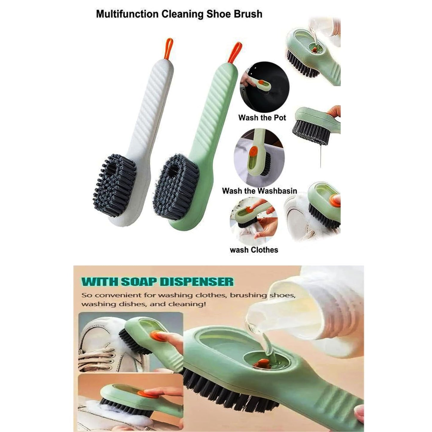 Multifunctional Liquid Shoe Cleaning Brush with Soap Dispenser