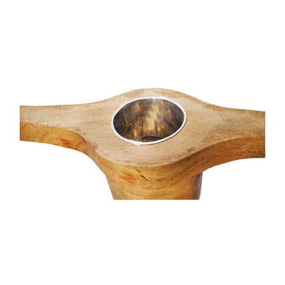 Handmade Wooden idiyappam Press Maker Aluminium Cladding Cup Inside Idiyappam Sev Sancha Maker with Brass Bottom Sheet (Brown)