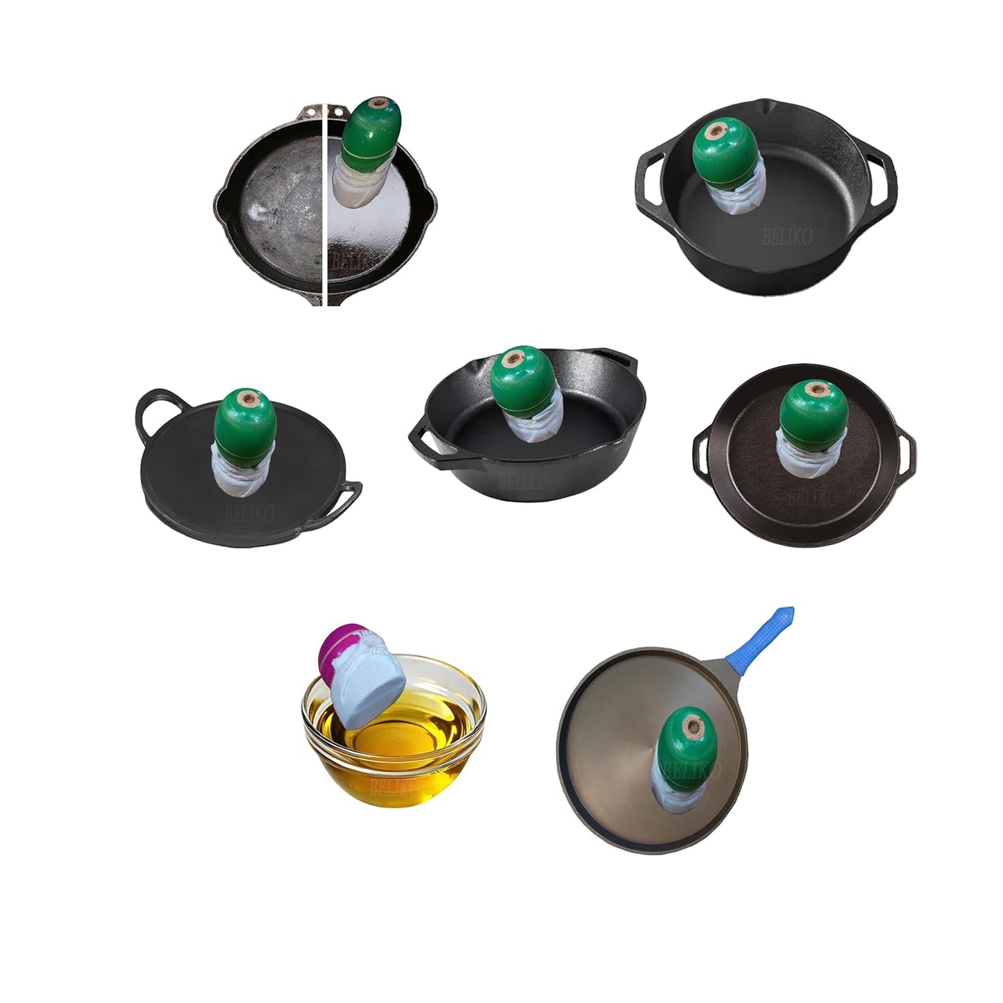 Traditional Wooden Oil Spreader for Dosa Tawa & Fry Pan | Wooden Oil Dispenser with White Cloth | Multicolor Wooden Oil Brush for Even Cooking (4)