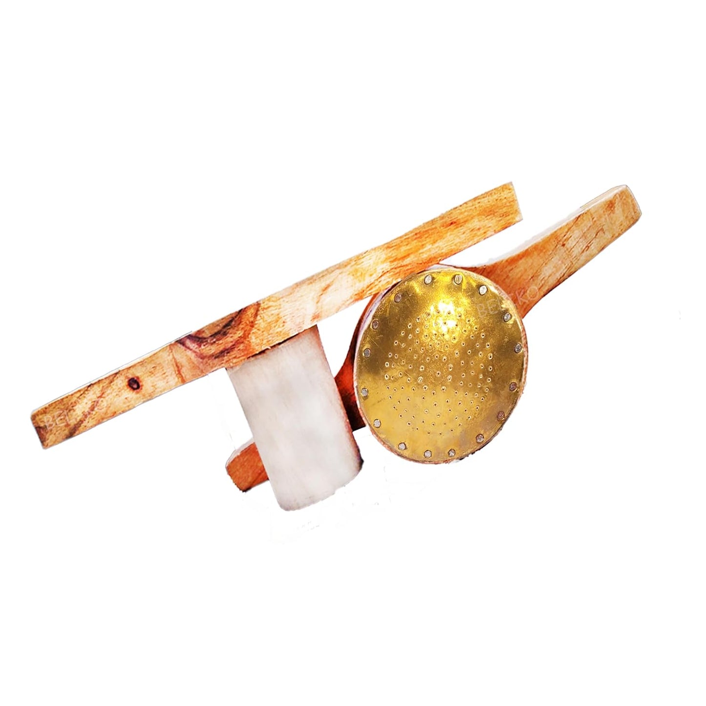Handmade Wooden idiyappam Press Maker Aluminium Cladding Cup Inside Idiyappam Sev Sancha Maker with Brass Bottom Sheet (Brown)