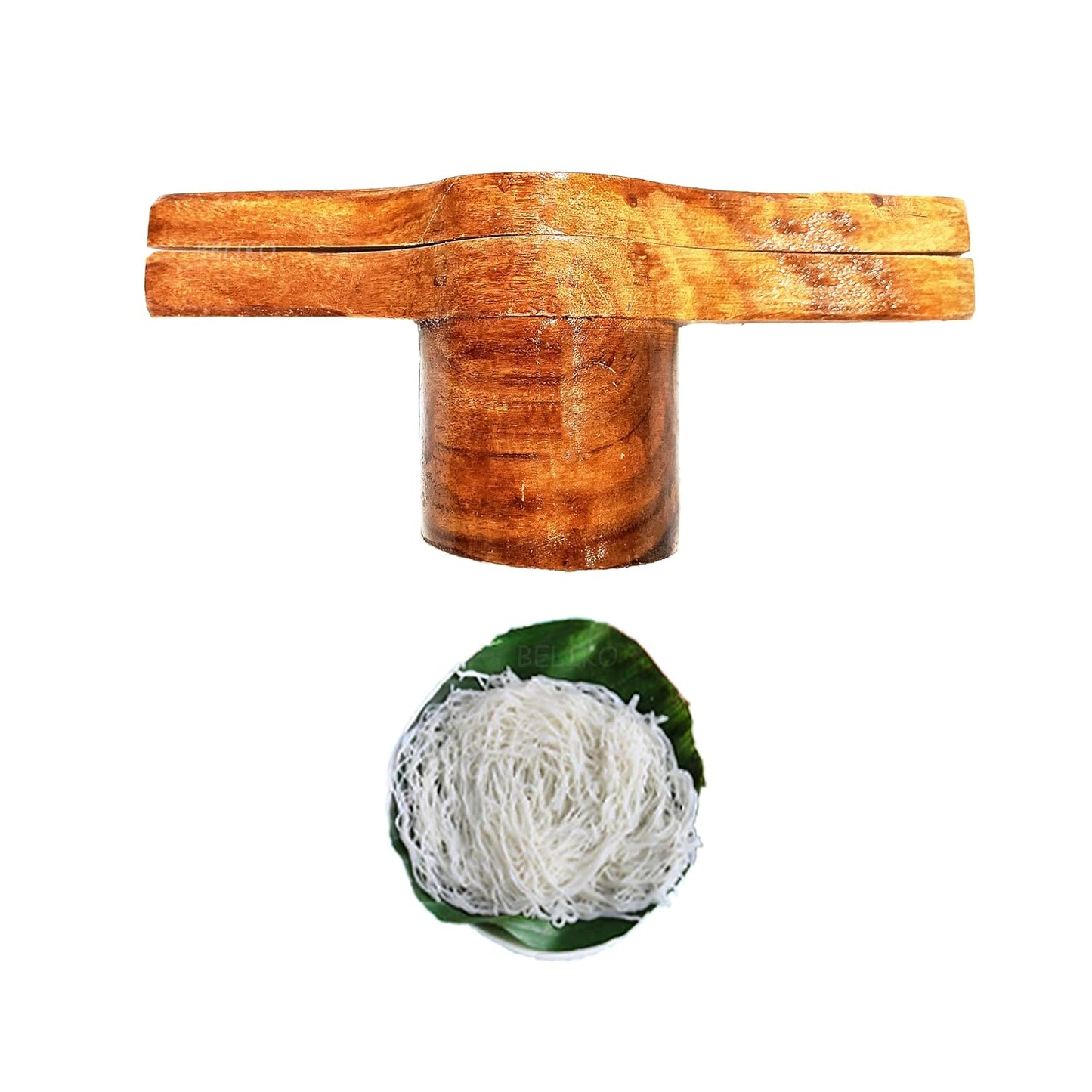 Handmade Wooden Idiyappam Maker Kitchen Press Tool - Hand Press Maker - Sev Sancha Maker with Brass Bottom Sheet (Pack of 1)